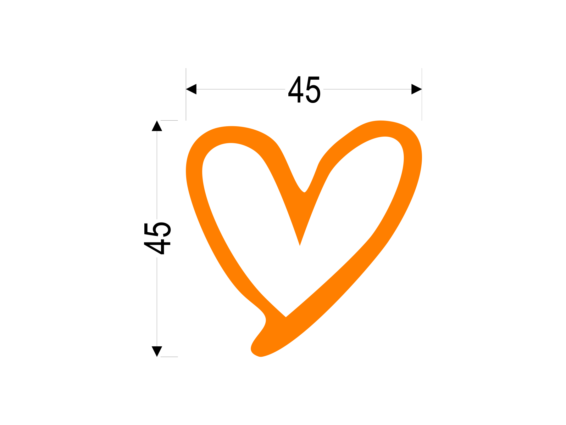 Herz in orange | Kleiner Transferdruck